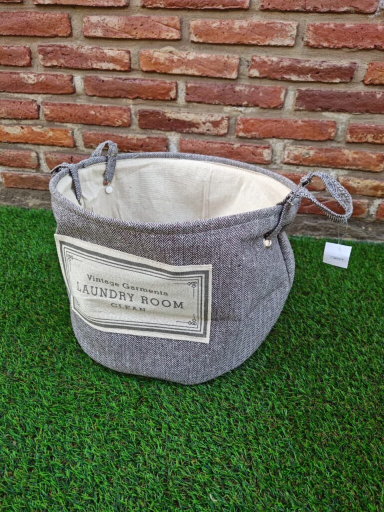 Canasto de tela con manijas gris
